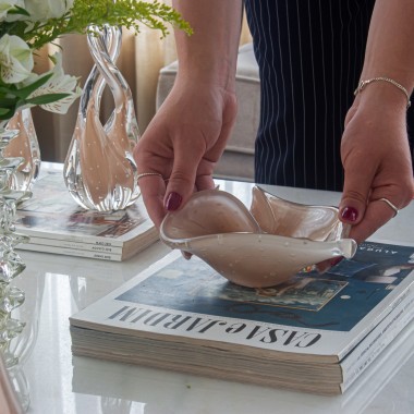 Porta Objeto Murano Coração Champagne