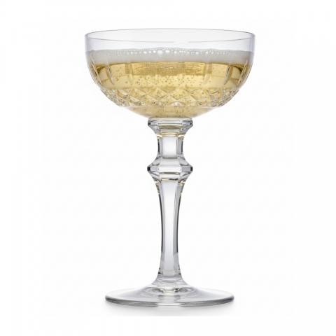 Taça de Cristal Lapidado 69 P/Champagne Coupe Vintage Incolor