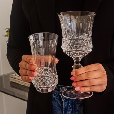 Kit 6 Copos de Cristal Lapidação 69 Incolor