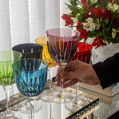 Taça de Cristal Lapidado 66 P/Agua Ametista