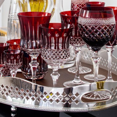 Taça Cristal Lapidado 69 P/água Vermelho Mozart 370ml
