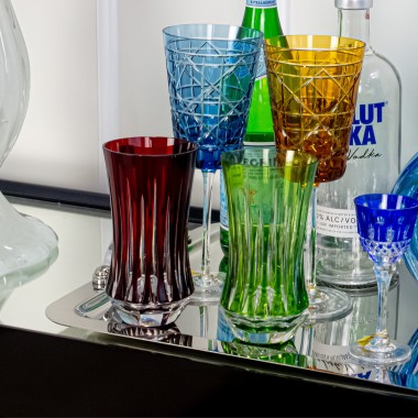 Copo Cristal Lapidado Long Drink Vermelho 400ml