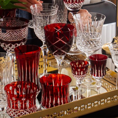 Taça Cristal Lapidado 33 P/Vinho Tinto Vermelho 370ml