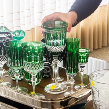 Taça Cristal Lapidado 68 P/Agua Verde Escuro Mozart 350ml