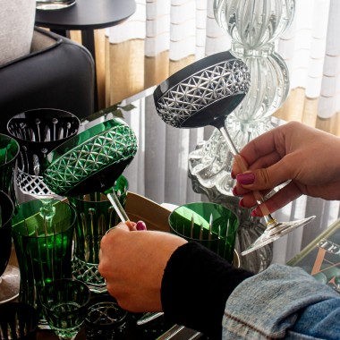 Taça de Cristal Lapidado Coupe 04 - 200ml Verde Escuro