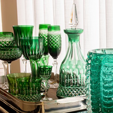 Taça Cristal Lapidado 79 P/Champagne Verde Escuro 230ml