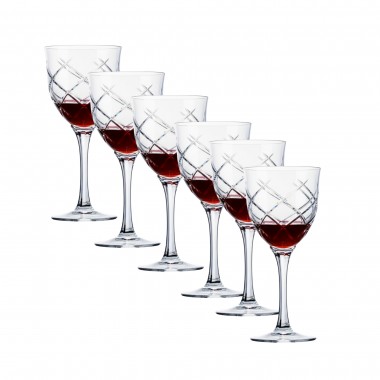 Kit 6 Taças Cristal Lapidado 33 P/Vinho Tinto Incolor 370ml