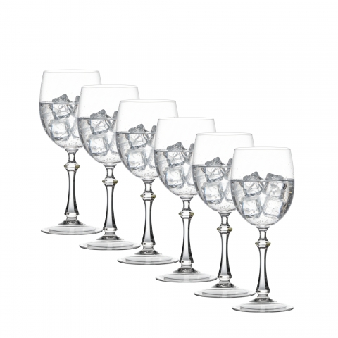 Kit 6 Taças de Cristal 24%pbo P/água 410ml