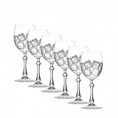 Kit 6 Taças de Cristal 24%pbo P/água 410ml