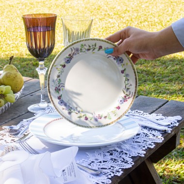 Prato Sobremesa Porcelana Floral Chic