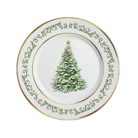 Prato Sobremesa Classic Christmas C/Filete de Ouro