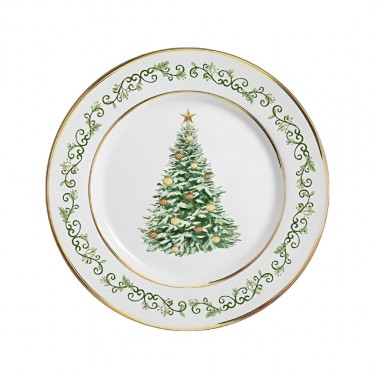 Prato Sobremesa Classic Christmas C/Filete de Ouro