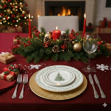 Prato Sobremesa Classic Christmas C/Filete de Ouro