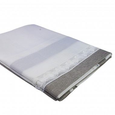 Toalha de Mesa Retangular Margot Cinza 6 Lugares