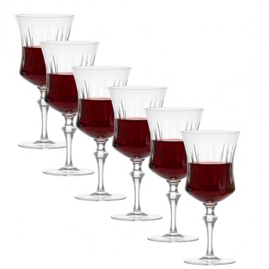 Kit 6 Taças de Cristal Lapidado P/Vinho Tinto Incolor
