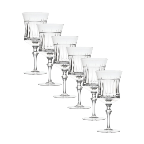 Kit 6 Taças de Cristal Lapidado P/água Incolor 400ml