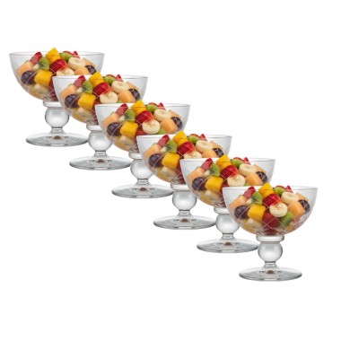 Kit 6 Taças de Cristal Lapidada 29 P/Sobremesa Incolor