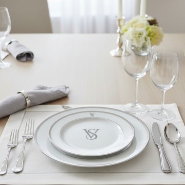 Kit 6 Pratos Sobremesa de Porcelana Monograma Personalizadas Prata