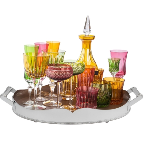 Bandeja Prata Pequena Coração C/Cordão e Fundo Madeira St James