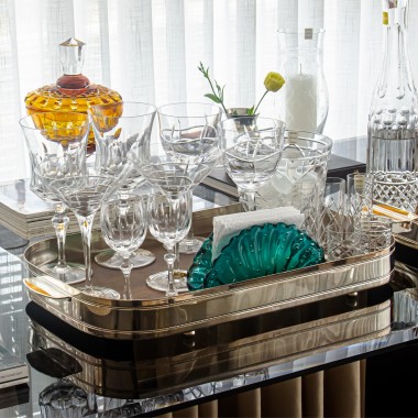 Bandeja de Prata Oblonga Galeria C/Fundo Madeira Média St James