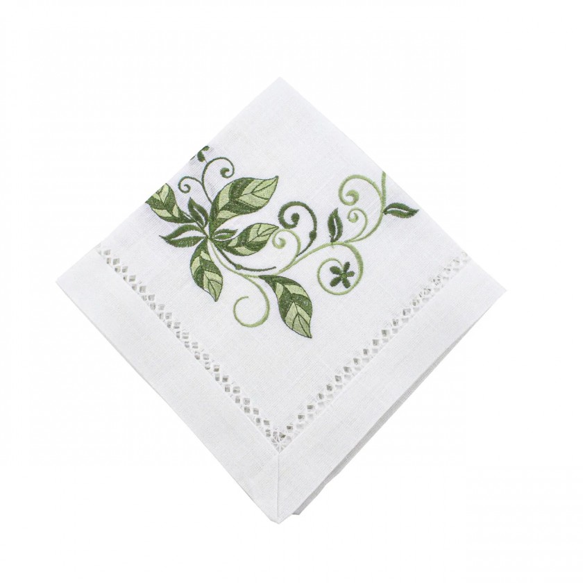 Guardanapo Maria Avulso Branco Bordado Verde Guardanapo Maria Avulso Branco Bordado Verde