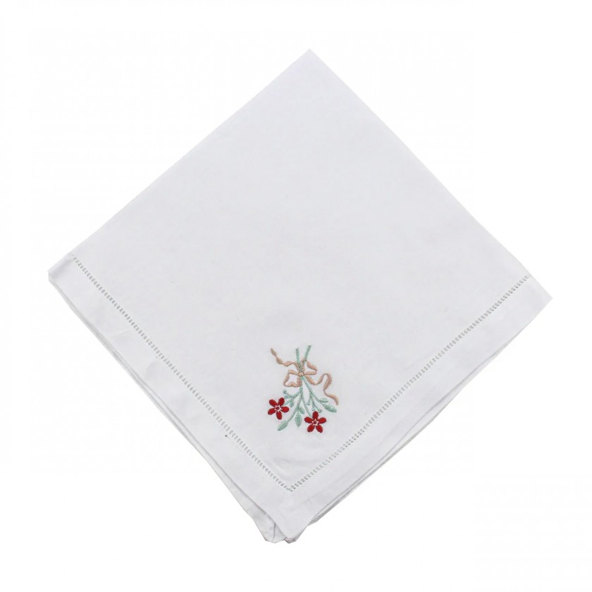 Guardanapo Maria Flor Avulso Linho Bordado Guardanapo Maria Flor Avulso Linho Bordado
