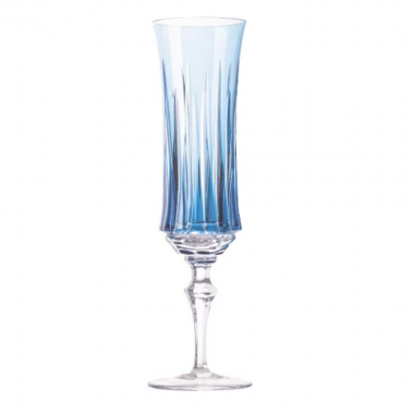 Taça Cristal Lapidado 66 P/Champagne Azul Claro 210ml