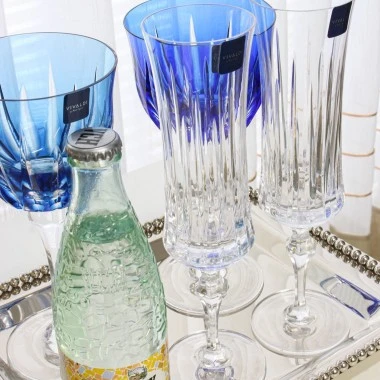 Kit 6 Taças de Cristal Lapidado P/Champagne Incolor 210ml