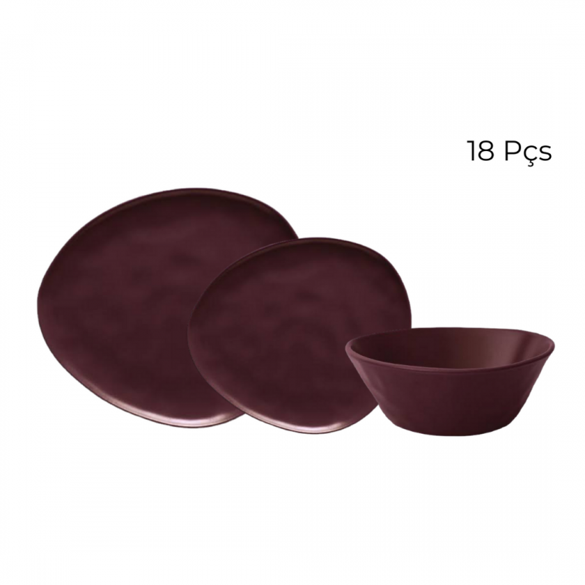 Aparelho de Jantar 18 Peças Runas Marsala Aparelho de Jantar 18 Peças Runas Marsala