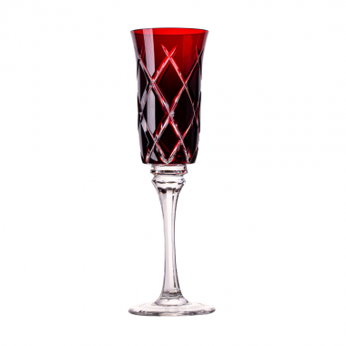 Taça Cristal Lapidado P/Champagne Vermelho 190ml