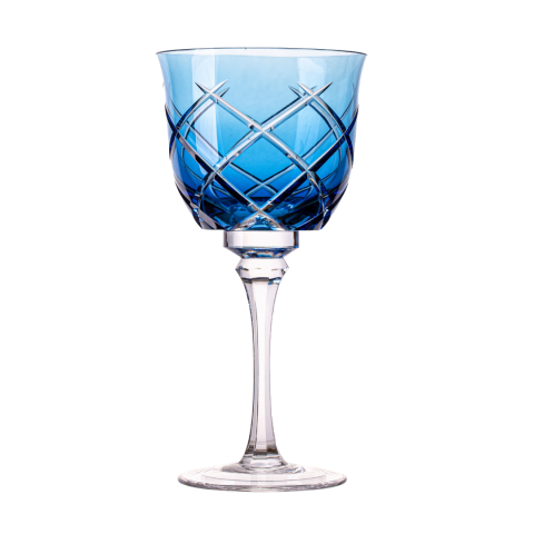Taça Cristal Lapidado 33 P/Vinho Tinto Azul Claro 370ml