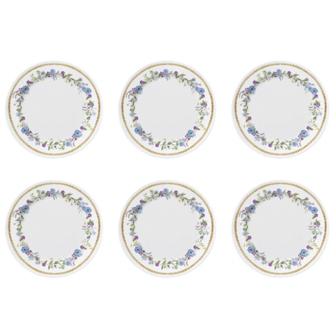 Conjunto 6 Pratos Sobremesa de Porcelana Floral Chic