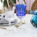 Taça Cristal Lapidado 66 P/água Azul Escuro 360ml