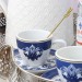 Conjunto 6 Xícaras e 6 Pires P/Chá de Porcelana Porto C/Filete de Ouro 24k