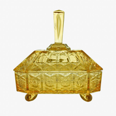 Potiche com Pé Cristal Megan Ambar Metalizado