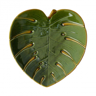 Travessa Cerâmica Costela Leaf Verde