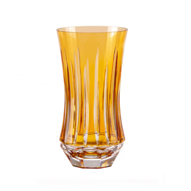 Copo Cristal Lapidado Long Drink Amarelo 400ml