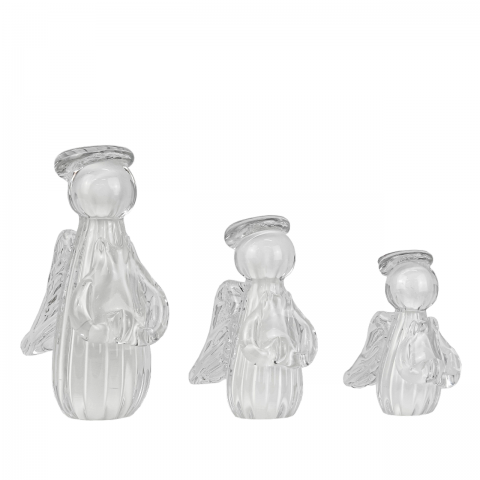 Kit 3 Anjos Murano Quartzo Perola