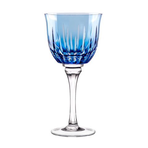 Taça de Cristal Lapidado 66 P/Vinho Tinto Azul Claro