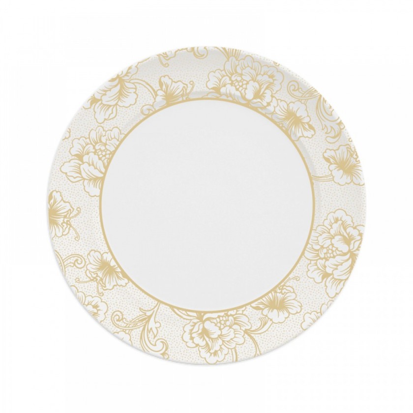 Prato Raso de Porcelana Sonho Dourado