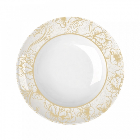 Prato Fundo de Porcelana Sonho Dourado