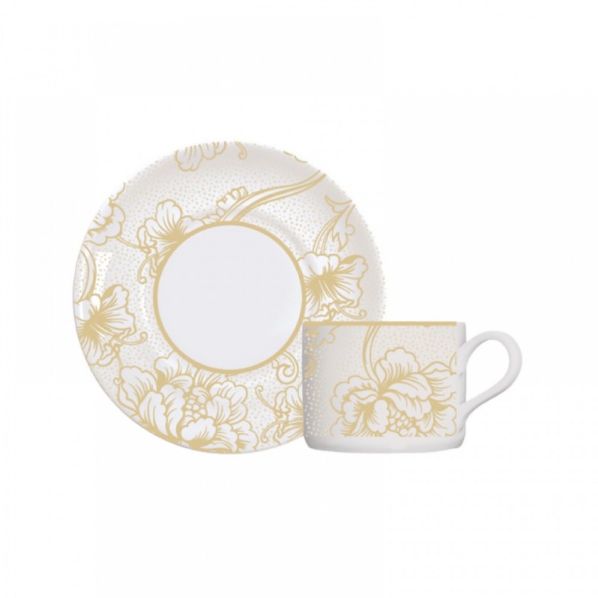 Xícara C/Pires de Porcelana Sonho Dourado Xícara C/Pires de Porcelana Sonho Dourado