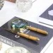Kit Abridor de Carta e Lupa Bambu Dourado