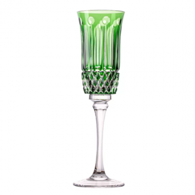 Taça Cristal Lapidado 69 P/Champagne Verde Escuro Mozart 190ml