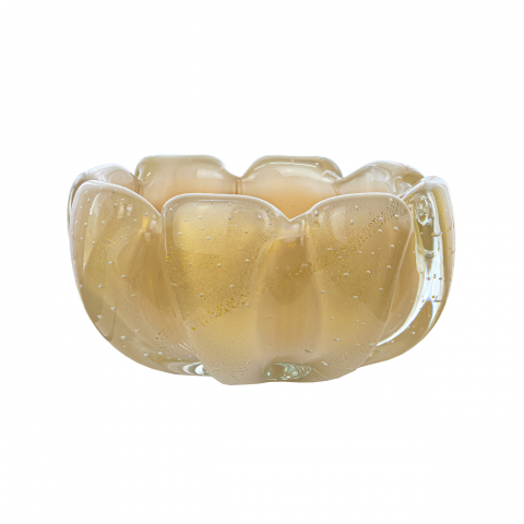 Cachepot Murano Zurique Champagne C/Ouro 24k