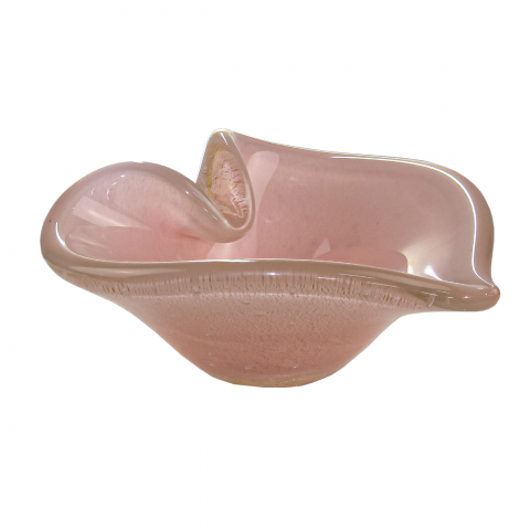 Porta Objetos Murano Coração Jade Rosa com Ouro 24k