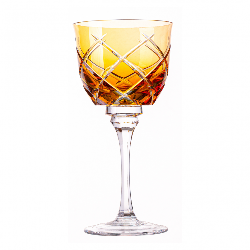 Taça Cristal Lapidado 33 P/Vinho Tinto Amarelo 370ml Taça Cristal Lapidado 33 P/Vinho Tinto Amarelo 370ml