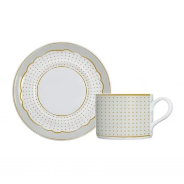 Xícara de Chá C/Pires de Porcelana Versa Royal Off White