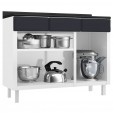 Balcão de Cozinha de Aço Triplo Topázio C/ Tampo Branco/Preto - Telasul