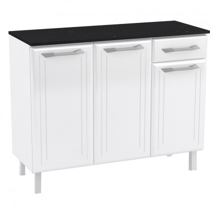 Balcão de Cozinha de Aço Triplo Topázio Smart C/ Tampo Branco - Telasul